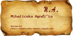 Mihalicska Agnéta névjegykártya